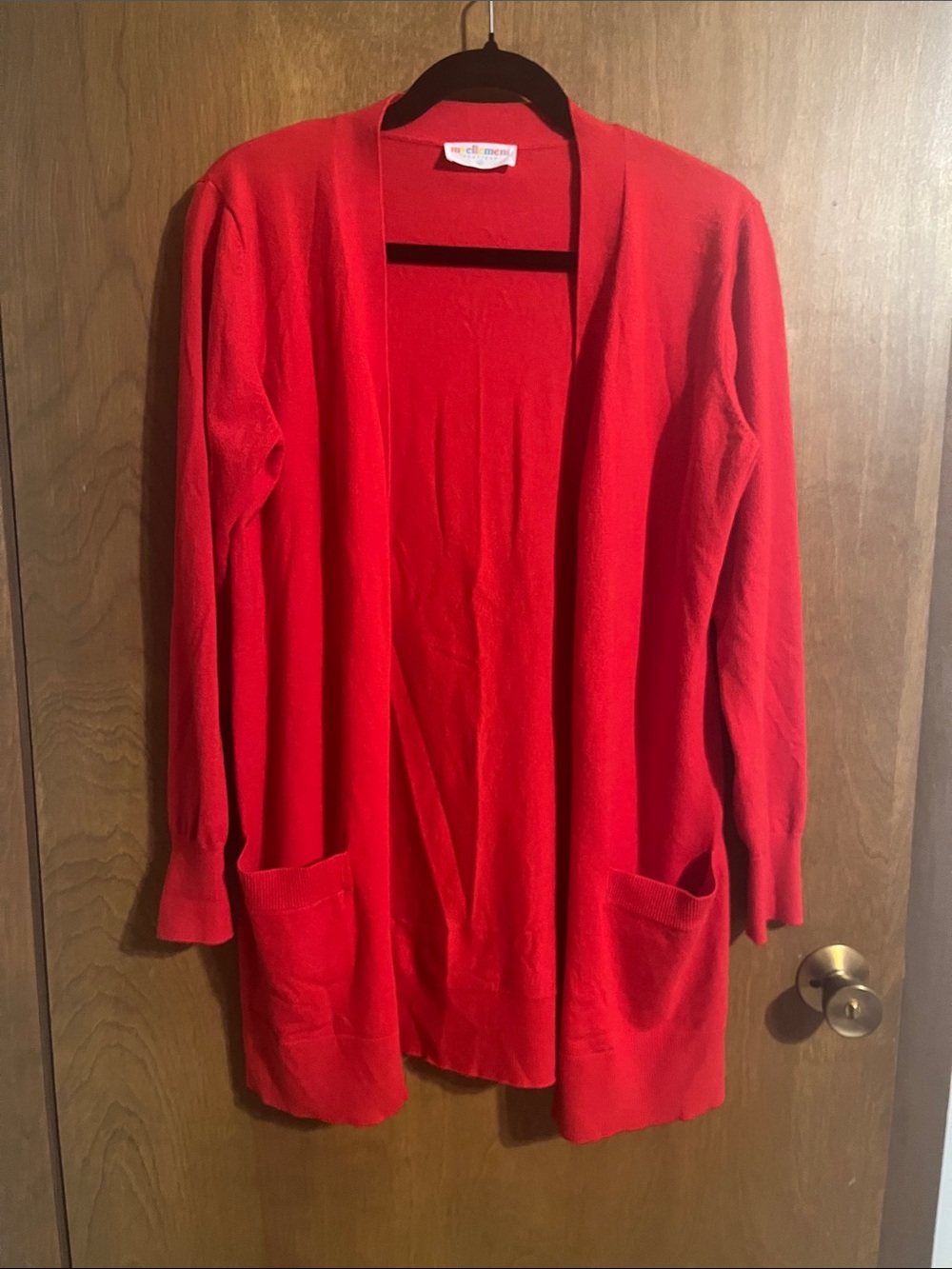 Open-Front Red Women's Cardigan